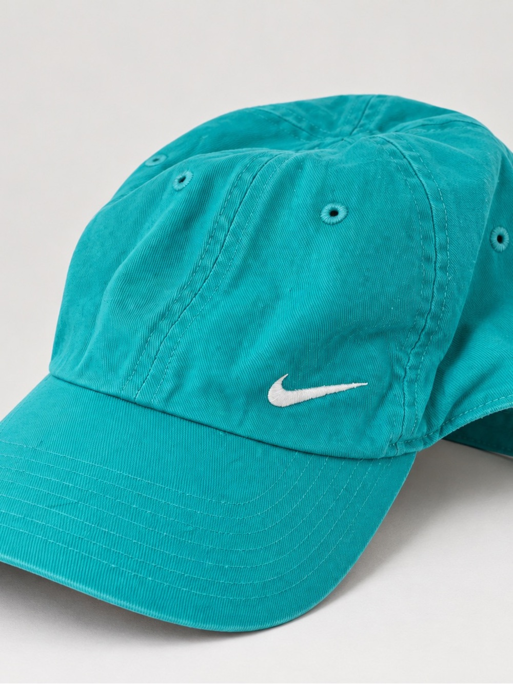 Nike Teal Adjustable Baseball Cap White Swoosh Cotton Twill Unisex Sports Hat
